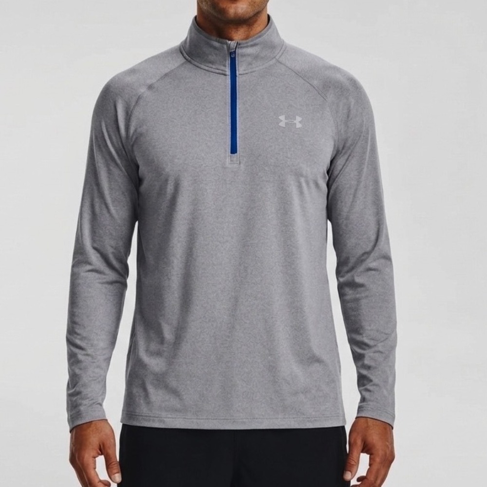 Under Armour Mens L Gray AllSeasonGear Quarter Zip Fitted Running Pullover Top
